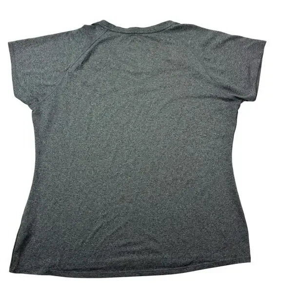 The North Face Women's XL XLARGE Flash Dry Short Sleeve V-Neck Gray W/Front Logo - Picture 3 of 16
